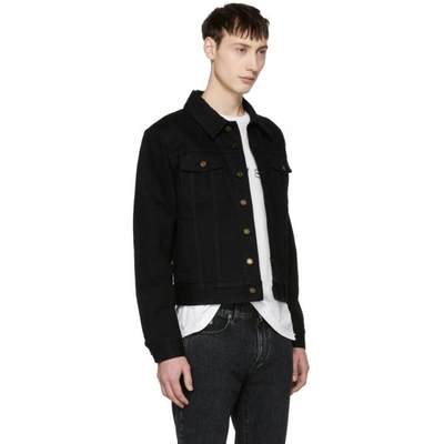 Shop Saint Laurent Black Worn Denim Jacket In 1220blkworn