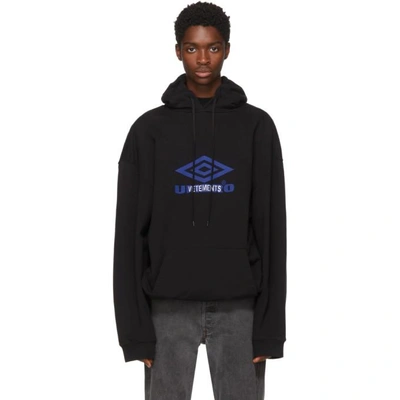 Shop Vetements Black Umbro Edition Oversized  Hoodie In Black/print