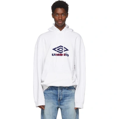 Shop Vetements White Umbro Edition Oversized Hoodie