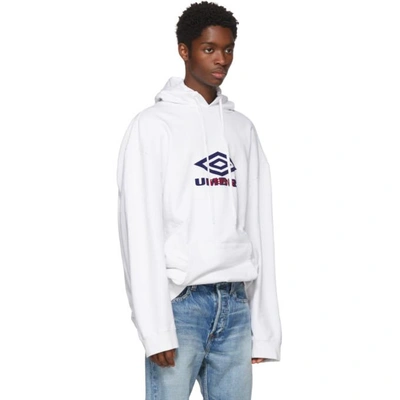 Shop Vetements White Umbro Edition Oversized Hoodie