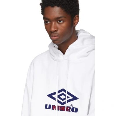 Shop Vetements White Umbro Edition Oversized Hoodie