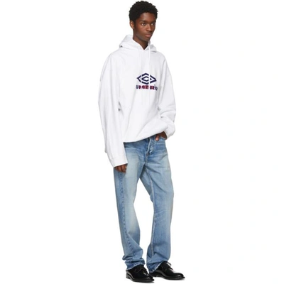 Shop Vetements White Umbro Edition Oversized Hoodie