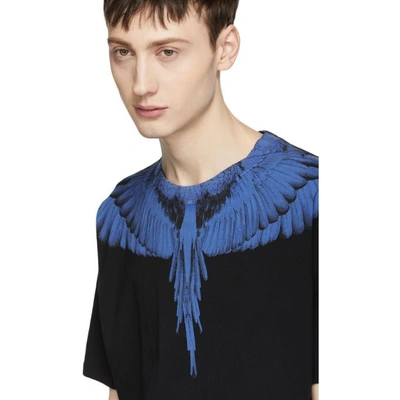 Shop Marcelo Burlon County Of Milan Black And Blue Double Wing T-shirt In Blue Multi