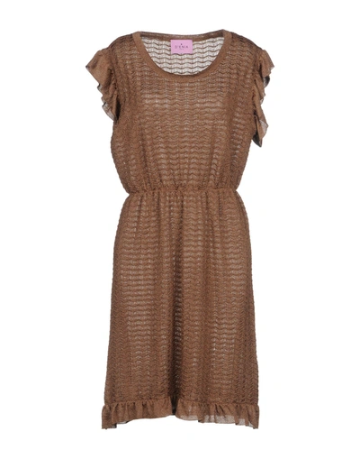 Shop D'enia Short Dress In Brown