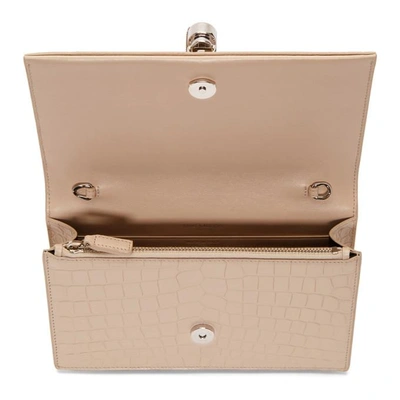 Shop Saint Laurent Pink Croc Kate Tassel Chain Wallet Bag In 5908 Pink