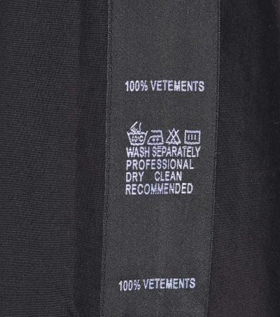 Vetements Double-breasted Logo Coat In Navy Blue | ModeSens
