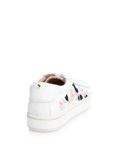 Shop Kate Spade Amber Lace-up Leather Sneakers In White