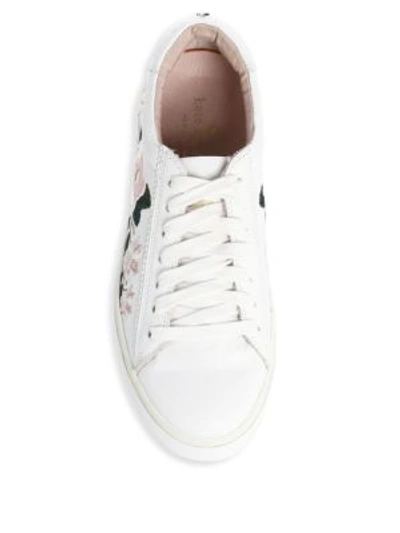 Shop Kate Spade Amber Lace-up Leather Sneakers In White