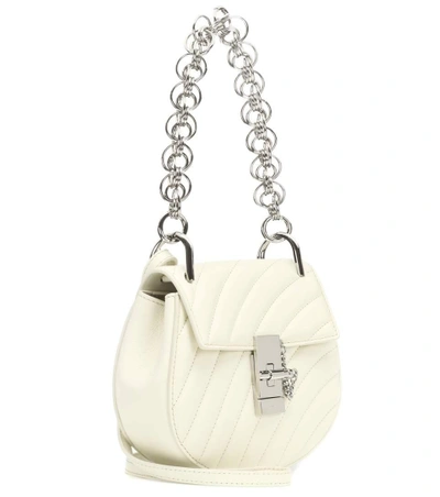 Shop Chloé Drew Mini Bijou Leather Shoulder Bag In White
