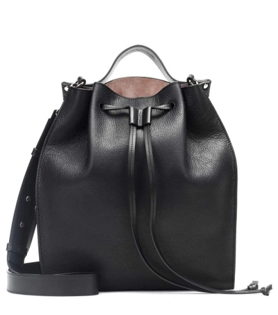 Shop Jw Anderson Drawstring Leather Shoulder Bag In Black