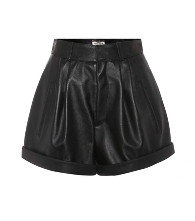 Shop Saint Laurent Leather Shorts In Black