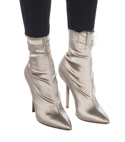 Shop Vetements Satin Ankle Boots In Beige
