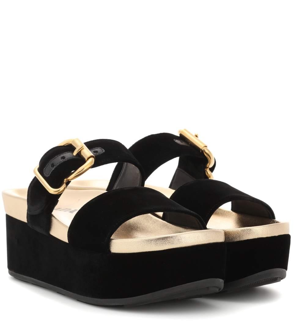 prada velvet slip on sandals