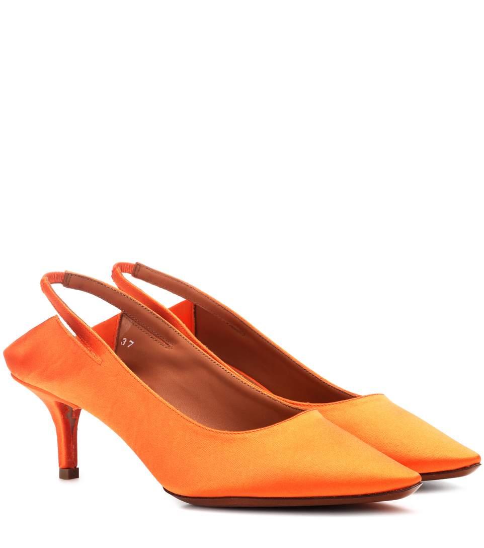 orange slingback pumps