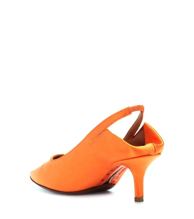 Shop Vetements Slingback Satin Pumps In Orange