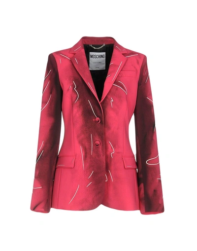 Shop Moschino Suit Jackets In Fuchsia