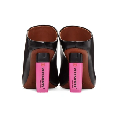VETEMENTS BLACK AND PINK HIGHLIGHTER MULES