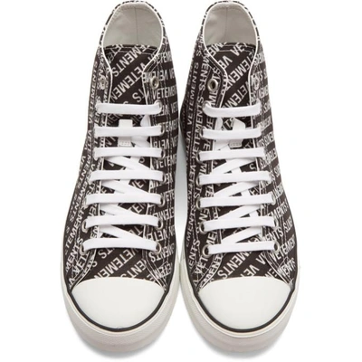 Shop Vetements Black And White Canvas Logo High-top Sneakers In Blackwhite