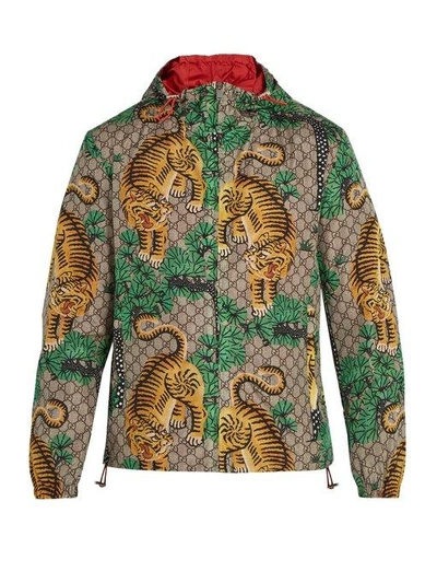 Gucci Tiger Print Nylon Jacquard Gg Jacket In Multi | ModeSens