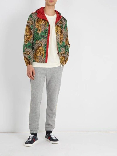 Gucci Tiger Print Nylon Jacquard Gg Jacket In Beige | ModeSens