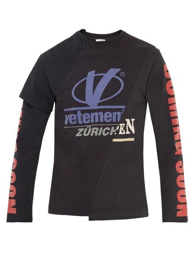 Vetements Long-sleeved Reworked Patchwork-panel T-shirt In Black