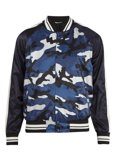 Valentino Camouflage-printed Satin Bomber Jacket | ModeSens