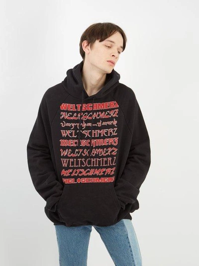 Vetements - Weltschmerz Print Hooded Jersey Sweatshirt - Mens - Black Multi  | ModeSens