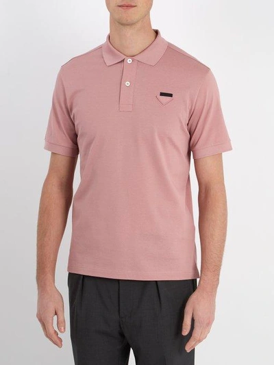 Prada Logo-detail Piqué Polo Shirt, Magenta In Pink | ModeSens