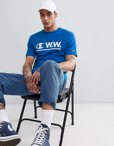 Shop Champion X Wood Wood T-shirt In Blue - Blue