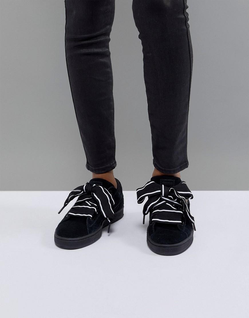 puma suede heart satin black