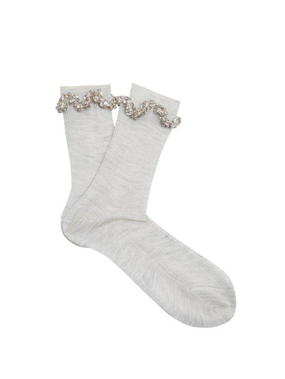 Raey Embellished Ric-rac Silk Socks In Grey | ModeSens