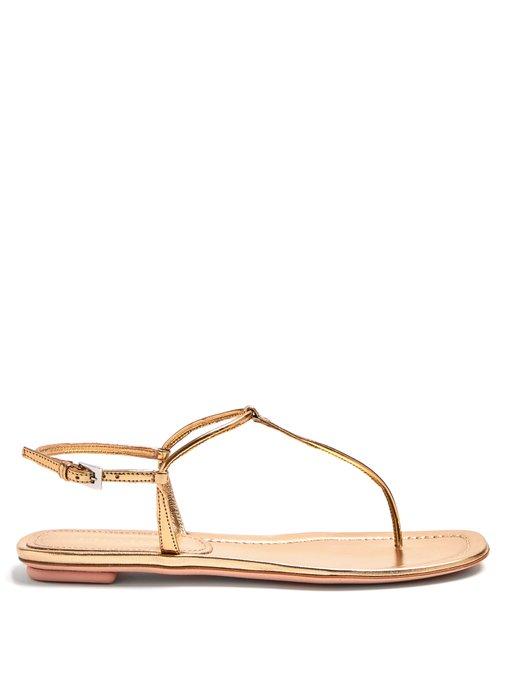 prada gold flat sandals