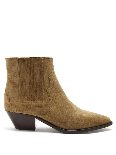 Isabel Marant Derlyn Western Suede Ankle Boots In Light Tan | ModeSens