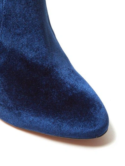 Shop Aquazzura So Me 90 Velvet Ankle Boots In Blue