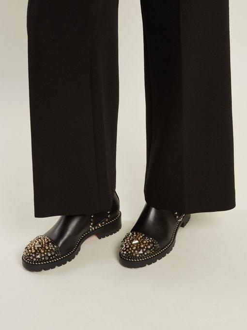 Christian Louboutin Chasse A Clou Studded Cap Toe Chelsea Booties In Black Leather | ModeSens