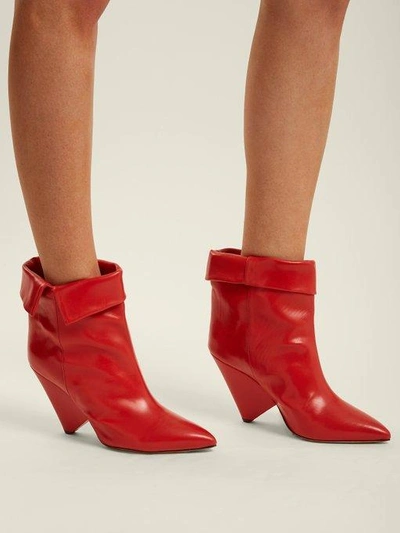 Isabel Marant Luliana Leather Ankle Boots In Red | ModeSens