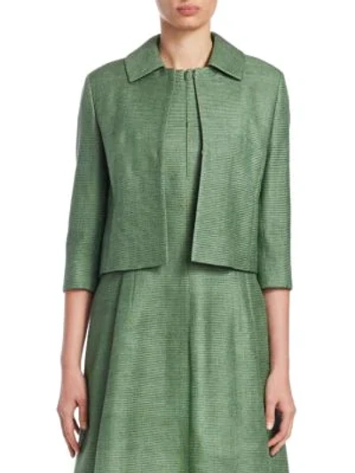 Shop Akris Punto Striped Silk Jacket In Green