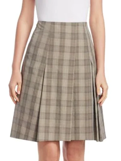 Shop Akris Punto Women's Pleated Check Skirt In Green Multi