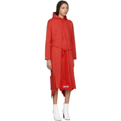 Shop Vetements Red Panelled Hooded Dress