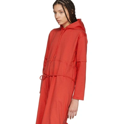 Shop Vetements Red Panelled Hooded Dress