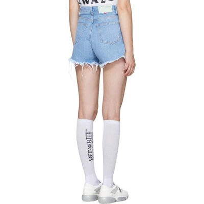 Shop Off-white Blue Denim Shorts