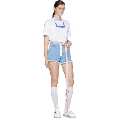 Shop Off-white Blue Denim Shorts