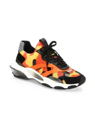Shop Valentino Bounce Camouflage Low-top Sneakers In Deep Orange