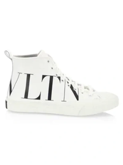 Shop Valentino Garavani Vltn High-top Sneakers In White Black