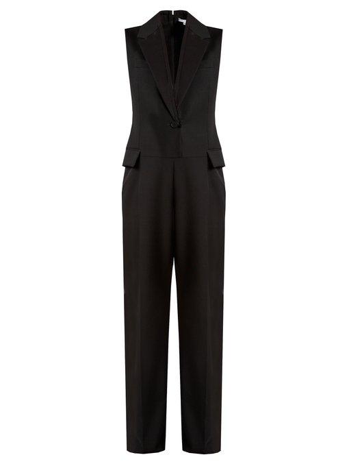 Stella Mccartney Frayed Sleeveless Blazer Jumpsuit In Black | ModeSens