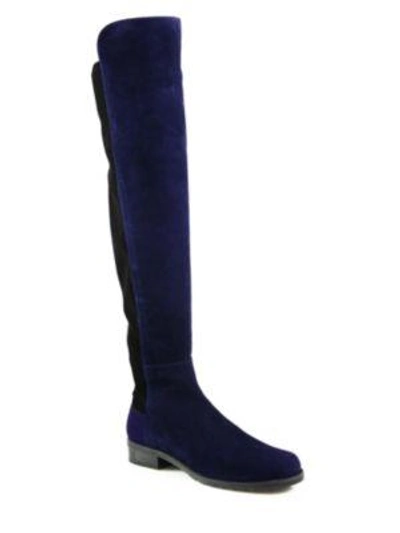 Shop Stuart Weitzman 5050 Leather Over-the-knee Boots In Blue