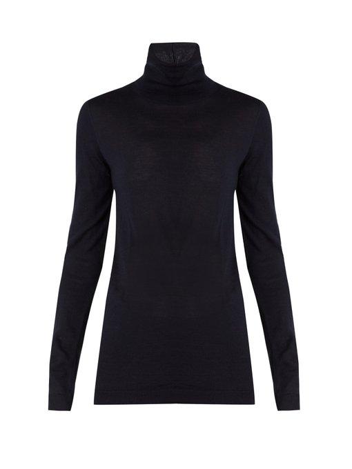 Valentino Roll-neck Cashmere Sweater In Navy | ModeSens