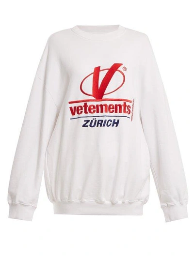 Vetements Logo-embroidered Cotton-blend Sweatshirt In White | ModeSens