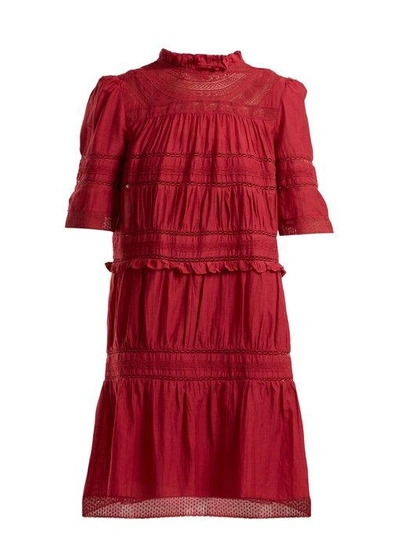 Isabel Marant Étoile Vicky Lace-trimmed Cotton-blend Dress In Dark Pink |  ModeSens