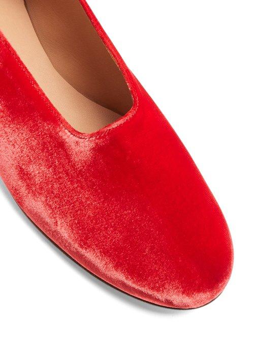 Martiniano Glove Velvet Flats In Red | ModeSens